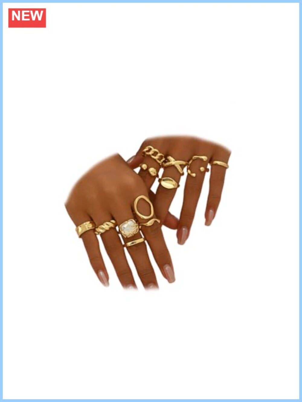 Vintage Chunky Stackable Knuckle Rings Set Geometric Dome Open Rings